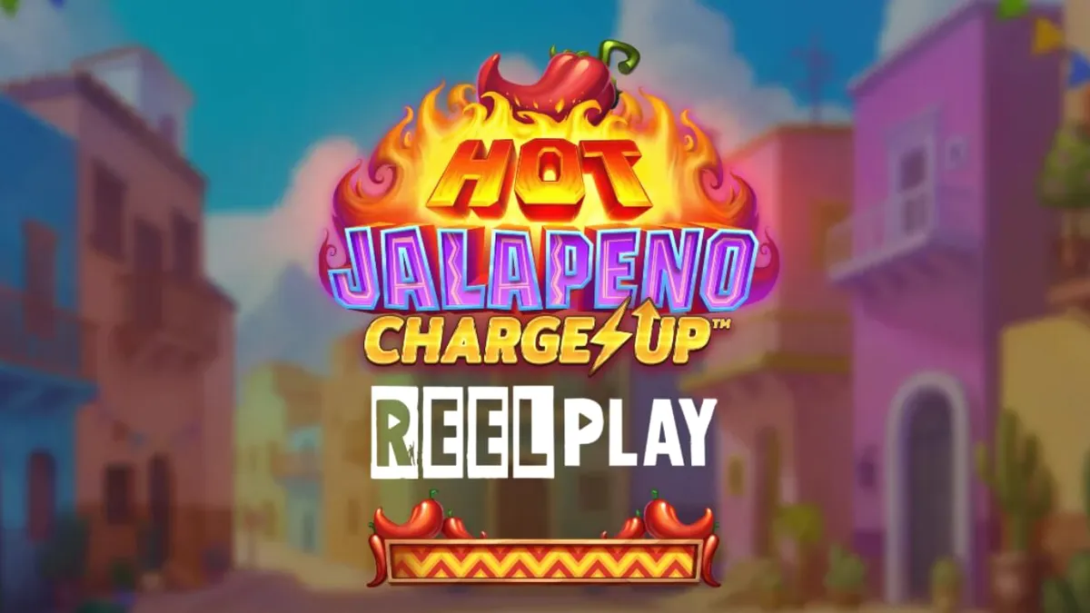 Interface vibrante e colorida do slot Hot Jalapeño Charge Up com elementos festivos mexicanos.