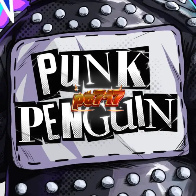 Cena vibrante do jogo Punk Penguin com elementos punk rock e pinguins